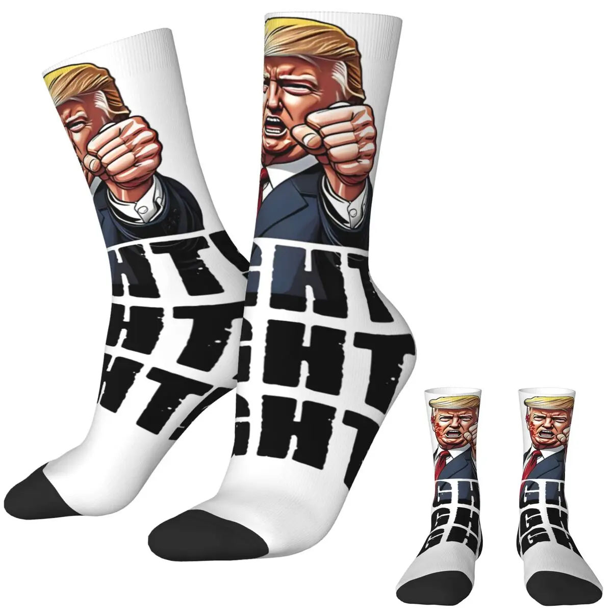 Trump Fight Fight Fight Stockings Trump Signals To Americans to Fight Socks Winter Anti Slip Socks Men's Outdoor Warm Soft Socks