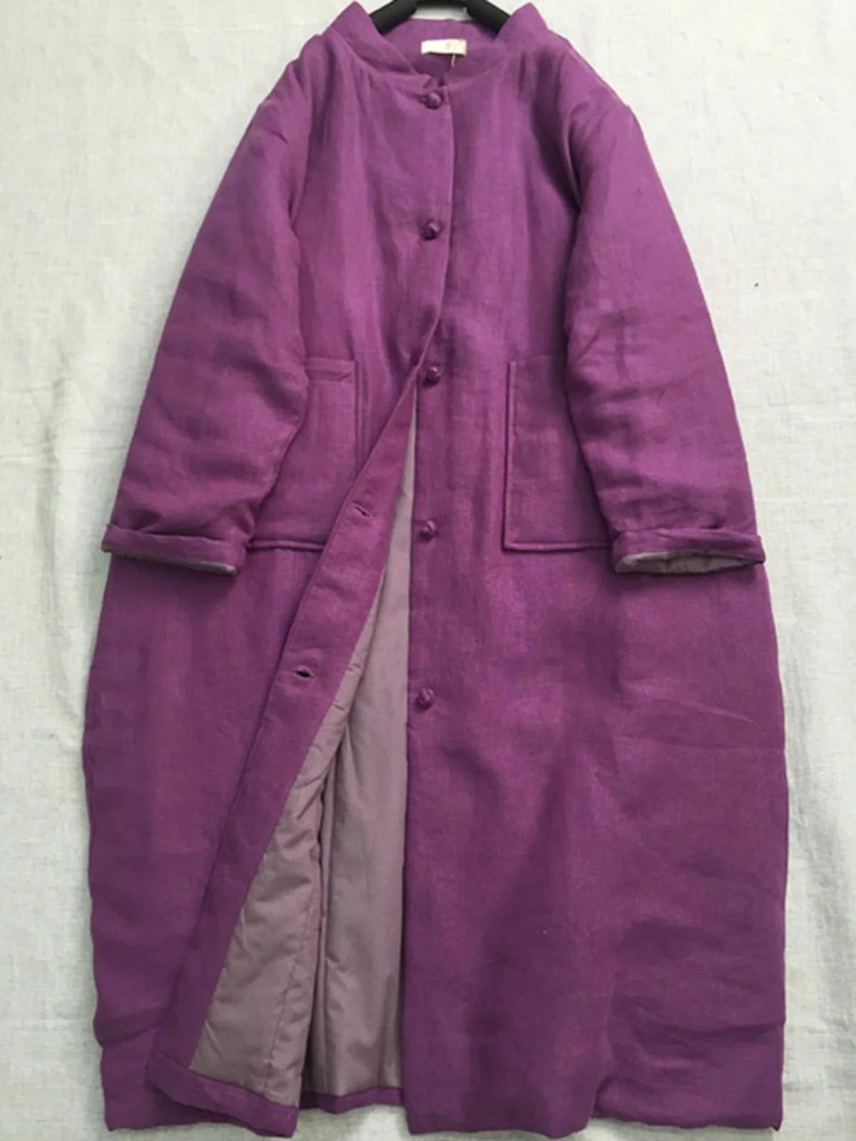 

Лляное новое китайское хлопковое джинто в стиле ретро, женское длинное пальто-све, дизайн на пуговицах, зимняя верхняя одежда с хлопковой подкладкой