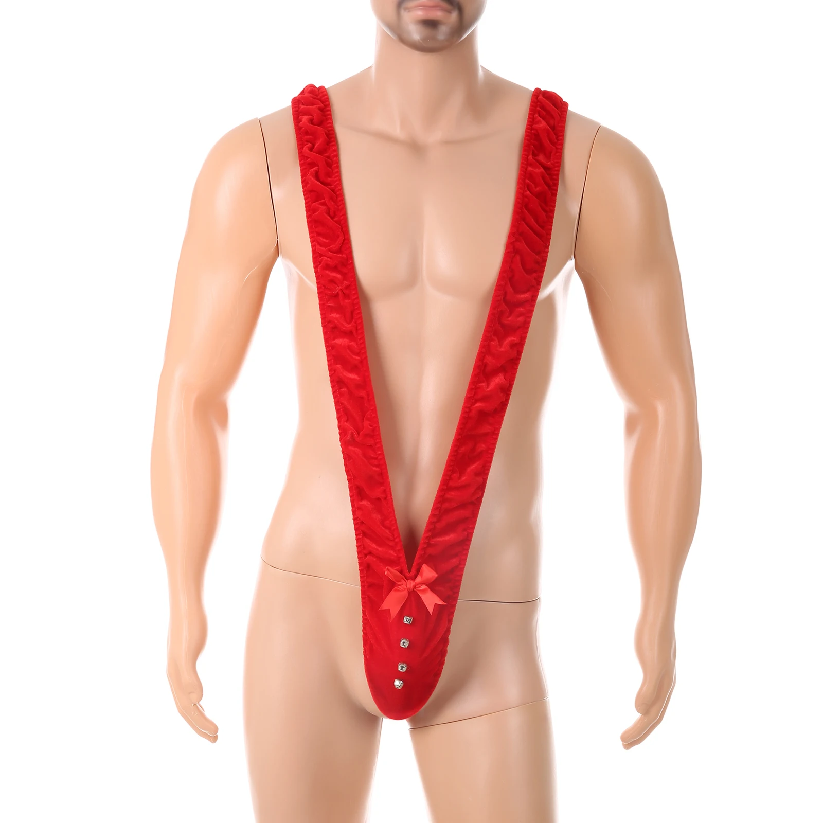 

Men's Sexy Xmas Hip-baring Bodysuit Y-shape T-Back Jockstrap Jumpsuits Christmas Cosplay Lingerie Gay Erotic Fetish Sissy Bikini