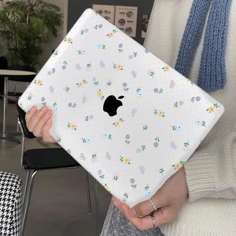 Cute Floral Print Laptop Case For Macbook Air 13 2025 Case M2 M3 M4 Chip MEO A304 Cover for Air 15 M4 2025 A3241 M3 M2 15.3 Case