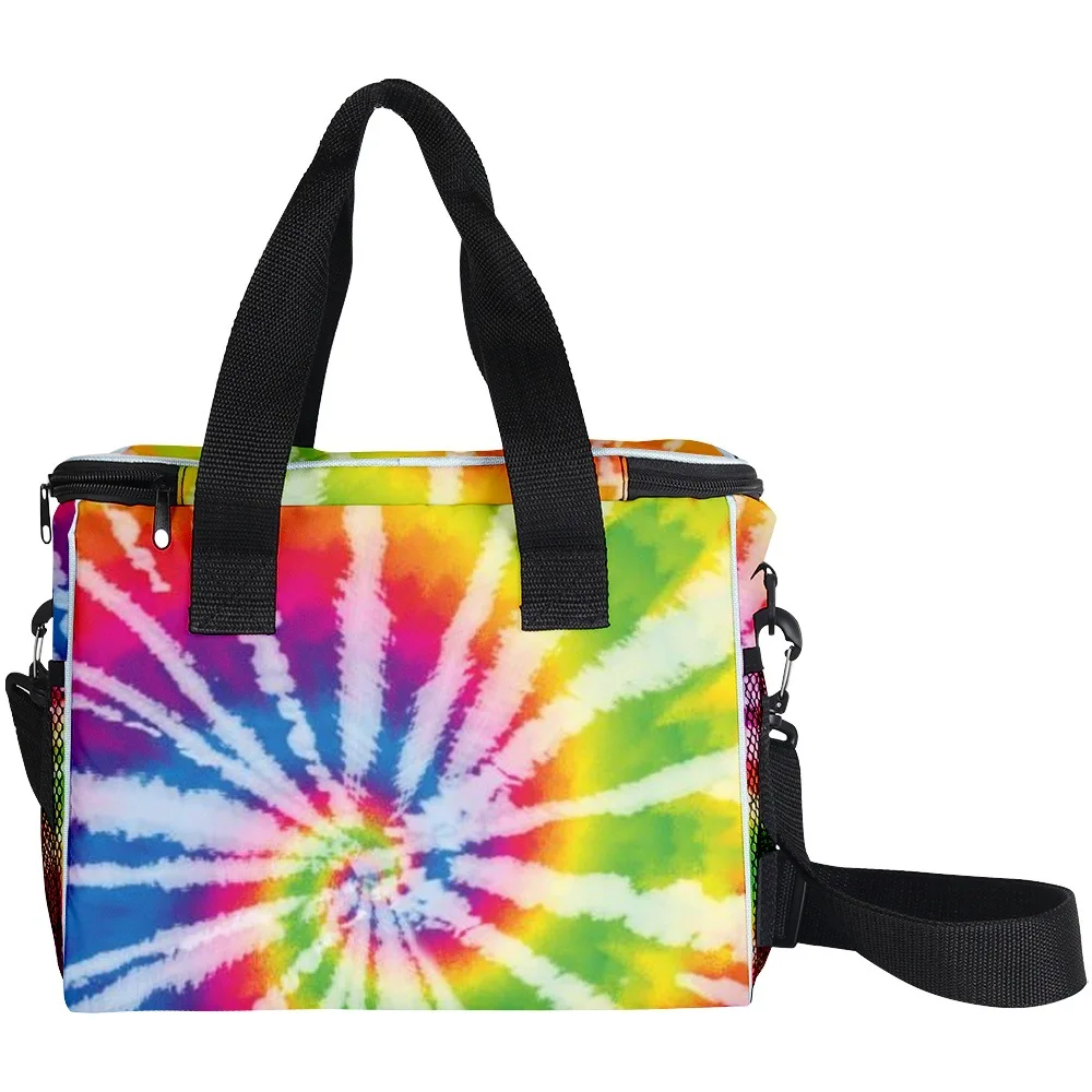 Harajuku Novelty Cool picnic Crossbody Tie-dye Colorful More Big Lunch Bag 3D Print Thermal insulation Food Handbags Ice Bags