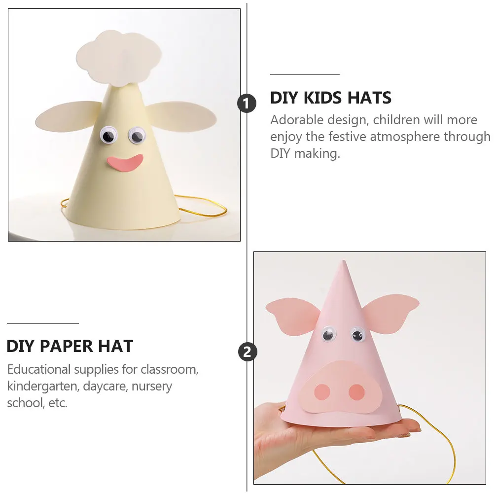 

10 шт. Набор для творчества: мультяшные шляпки для дня рождения, забавные бумажные поделки для детей, развивающие практические навыки, для совместных занятий родителей и детей