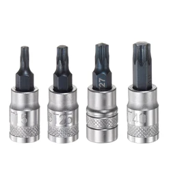 Torx 비트 소켓 래칫 소켓 렌치 S2 스틸 CR-V 익스텐션 로드 수공구, T7 T8 T10 T15 T20 T25 T27 T30 T40 1/4 인치 드라이브 소켓