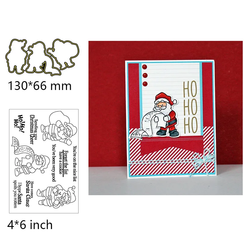 

Santa Claus Bundles Clear Stamps and Metal Cutting Dies for Diy Craft Making Card Album Scrapbooking Decoration