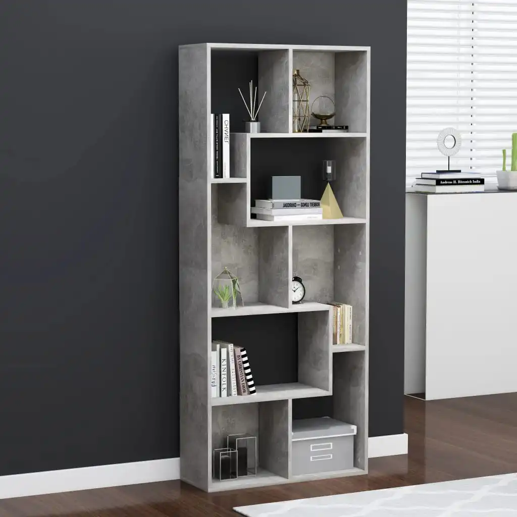Bibliothek aus grauem Beton, 67 x 24 x 161 cm, Schneidebrett