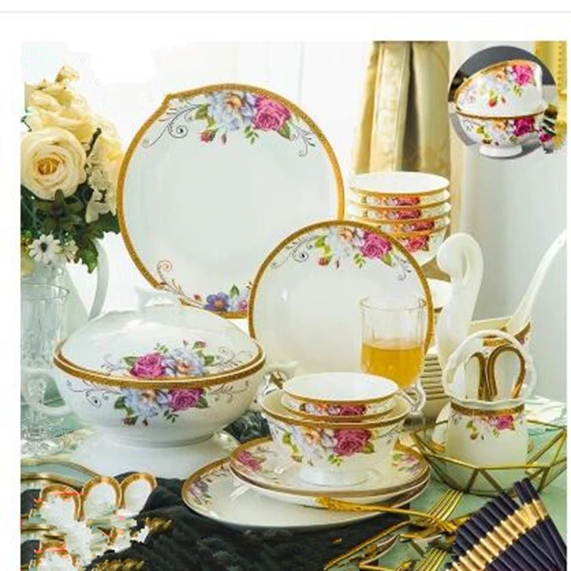 Dinnerware Sets high-grade bone china tableware suit, Chinese style A set 60 pieces