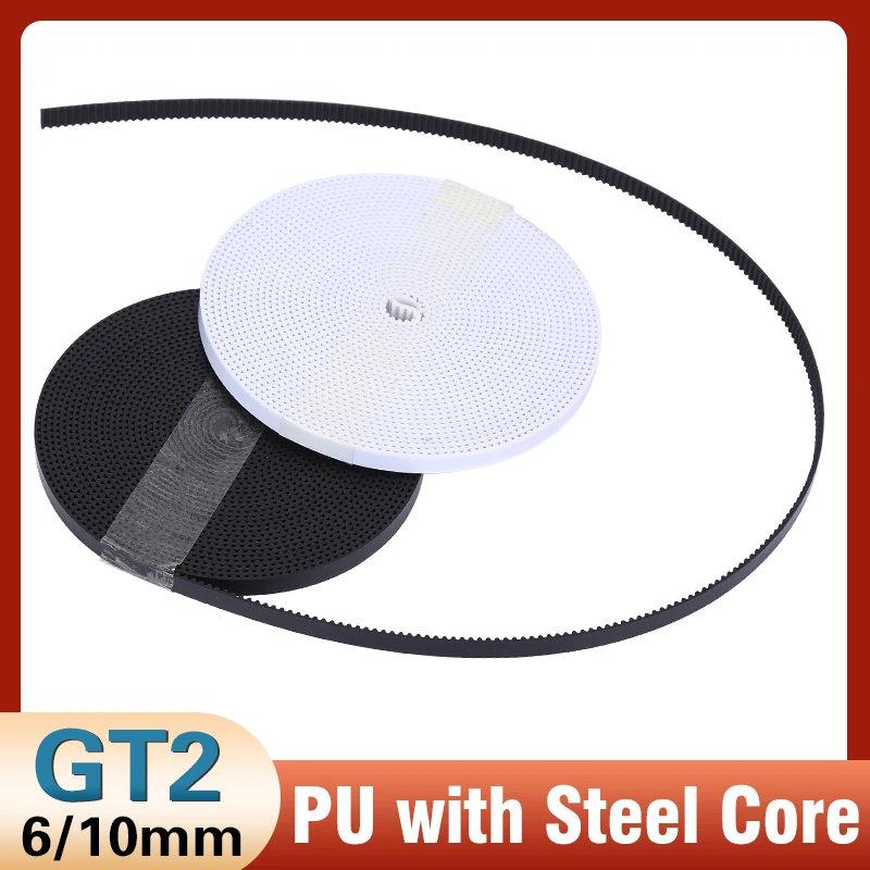 GT2 belt PU With Steel Core Belt  GT2-6mm Open Timing Belt Width 6mm 9mm 10mm 2GT Timing Belt For Reprap 3D Printer Part