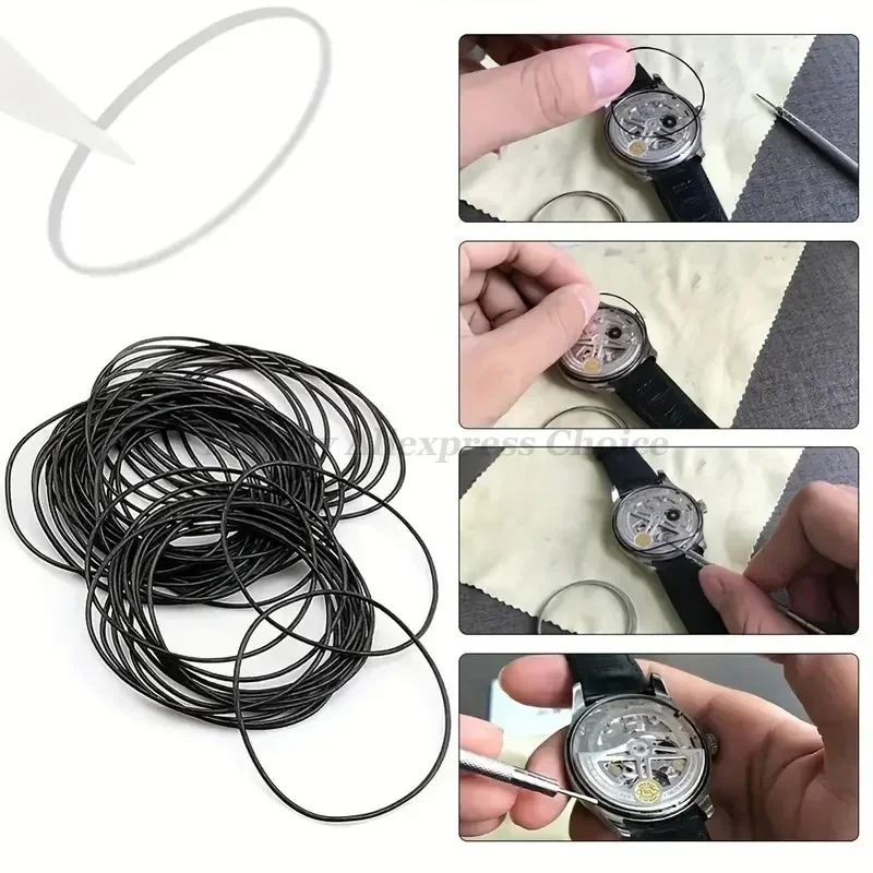 0.5mm/0.6mm Watch Back Case Waterproof Rubber Ring O-Ring Gasket For Watchmaker Repair Tools Watch Accessory Tools 200Pcs/Box