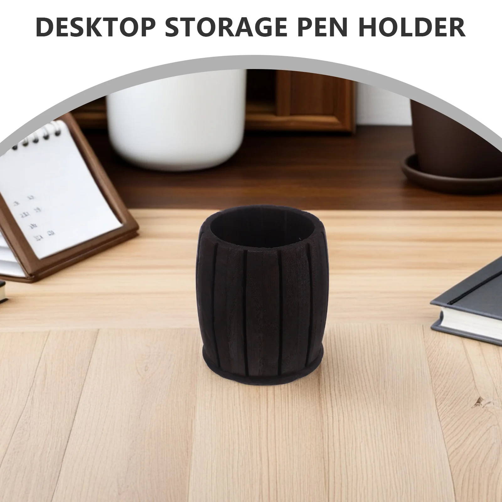 

Wood Pen Holder Cup Vintage Wooden Pencil Box For Desk Organizer Storage Makeup Brush Stationery Supplies Office School