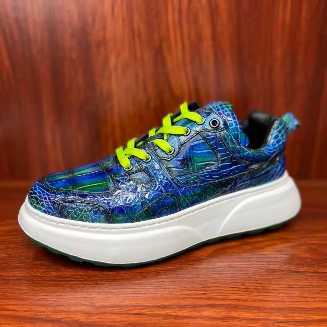 2026 new arrival Fashion Crocodile Skin causal shoes men,male Genuine leather sneakers pdd793