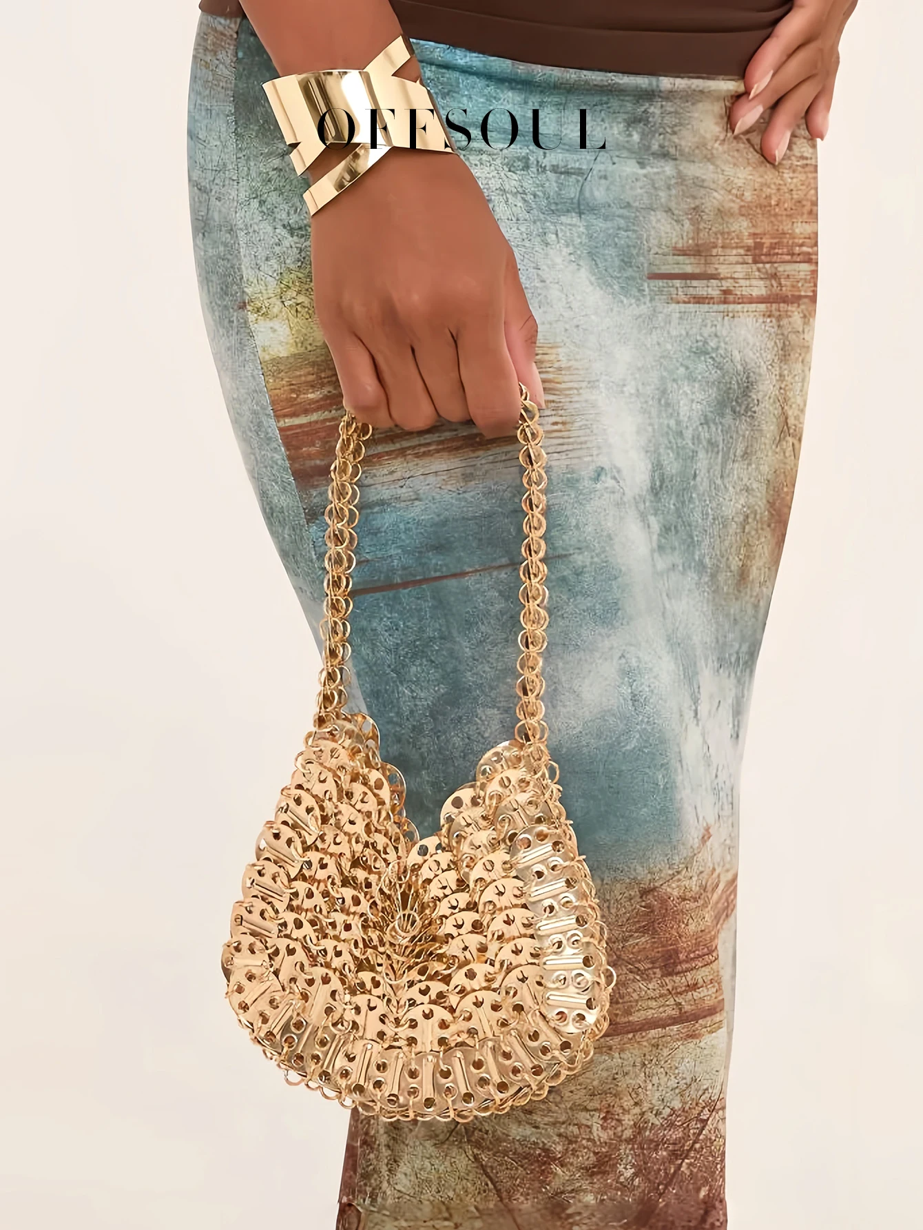 Bolsa de bola brillante tejida de hoja de Metal puro, bolsa de bola, bolso para cena de fiesta, bolso para axila