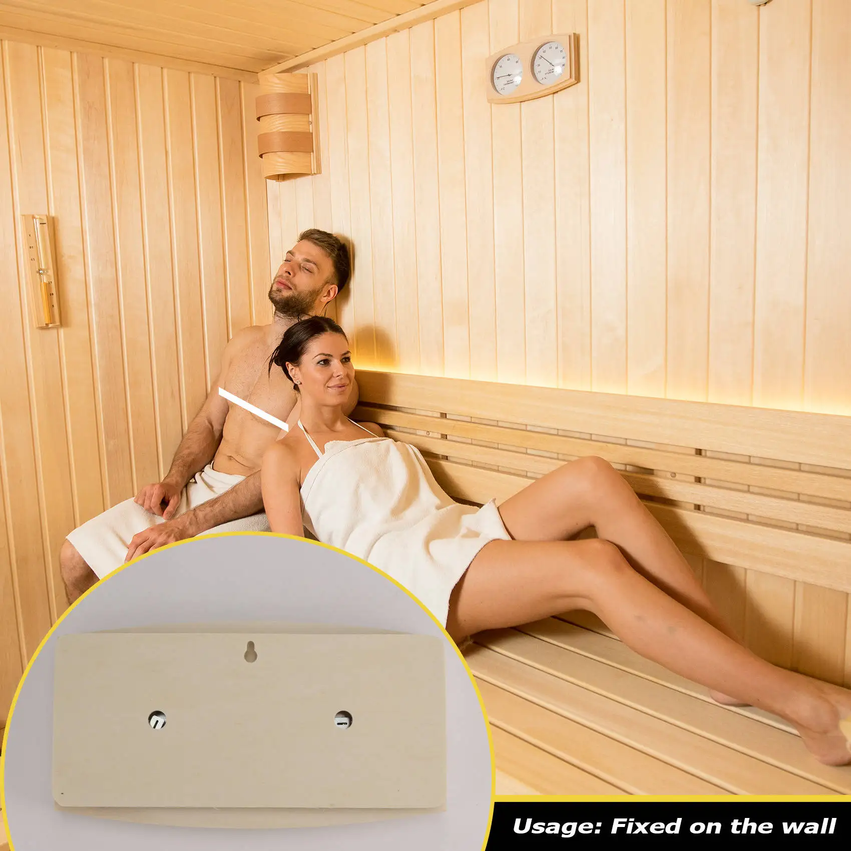 ABJS Wood Sauna Thermometer & Hygrometer, Wall-Mounted Spa Accessory, Mechanical, No Battery Required - for Family Hotel Sa