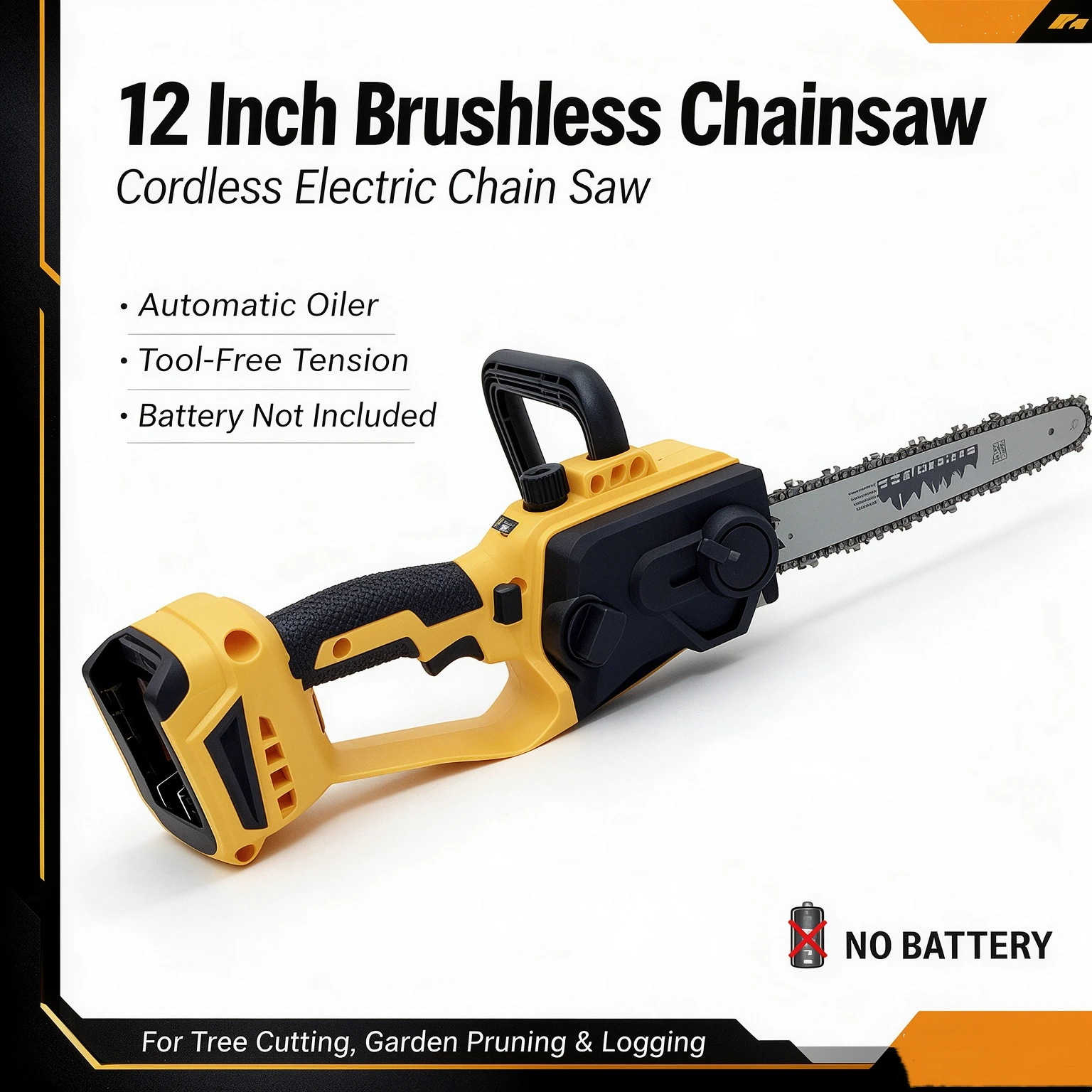 Cordless Brushless Chainsaw with Automatic Oiler Electric Chain Saw for Tree Cutting Logging Garden Wood Pruning Power Tool