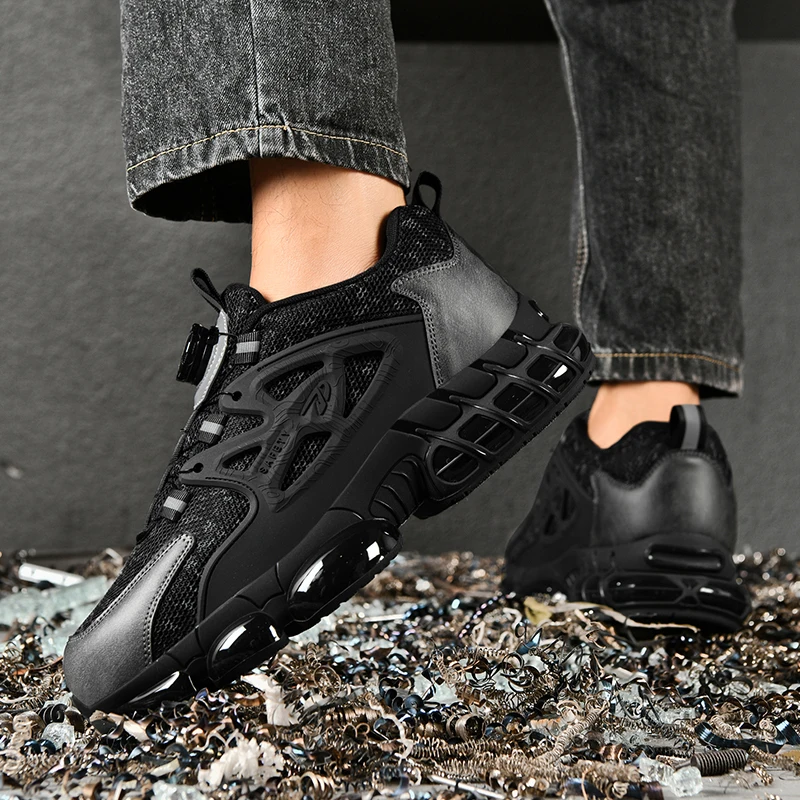 الدورية زر جديد أحذية أمان الرجال مكافحة سحق مكافحة ثقب أحذية عمل موضة الرجال أحذية رياضية الأمن أحذية واقية الرجال ث