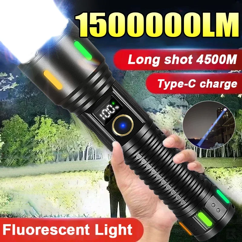 

Самый мощный фонарь 1500000LM, 500 Вт, светодиодный, перезаряжаемый, тактический, дальнобойный, с ярким светом, для кемпинга на открытом воздухе