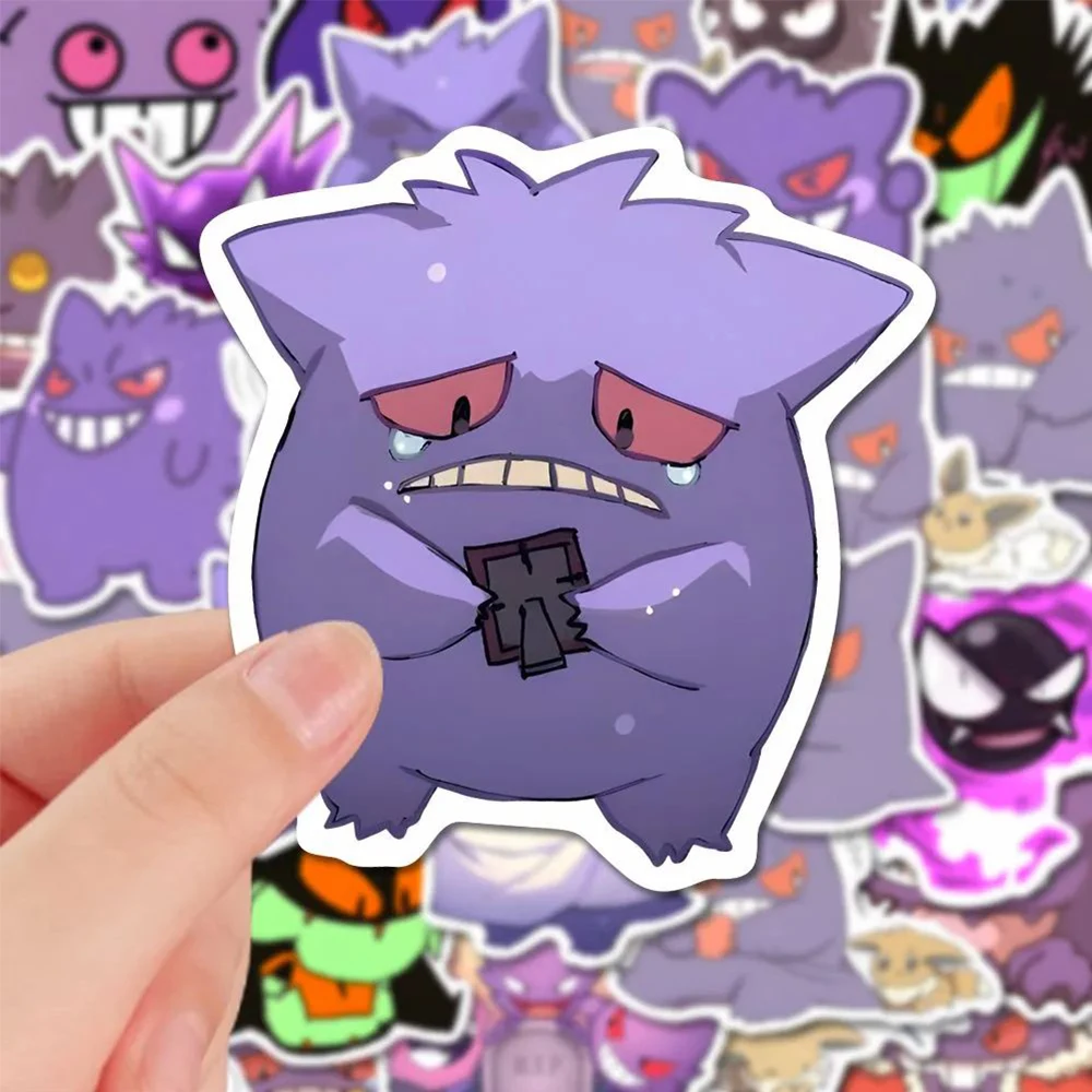 Pegatinas de dibujos animados de Pokémon Gengar para portátil, Notebook, teléfono, Kawaii, 10/20/40/80 piezas