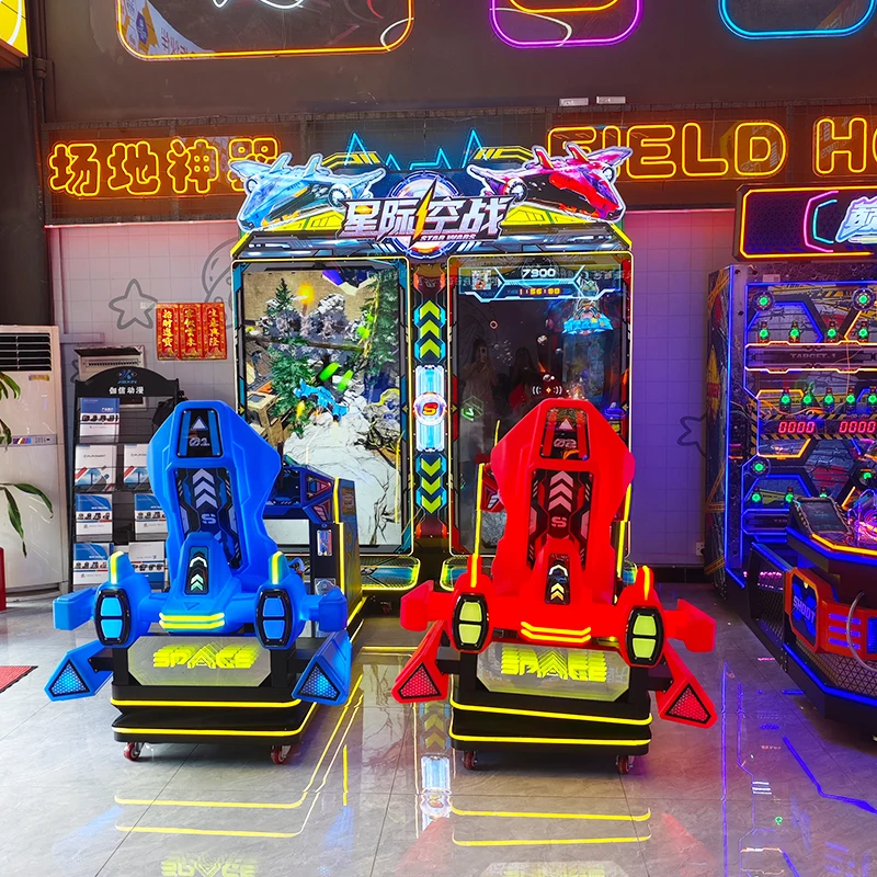 2 Player Racing Game, Dual-Motion Shooting Arcade Machine, Coin-Operated Commercial Equipment for Game Center