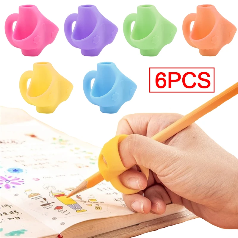 1/6PCS Three Finger Silicone Pencil Holder Student Children Writing Learning Tool Stationery Aid Grip Posture Correction Device