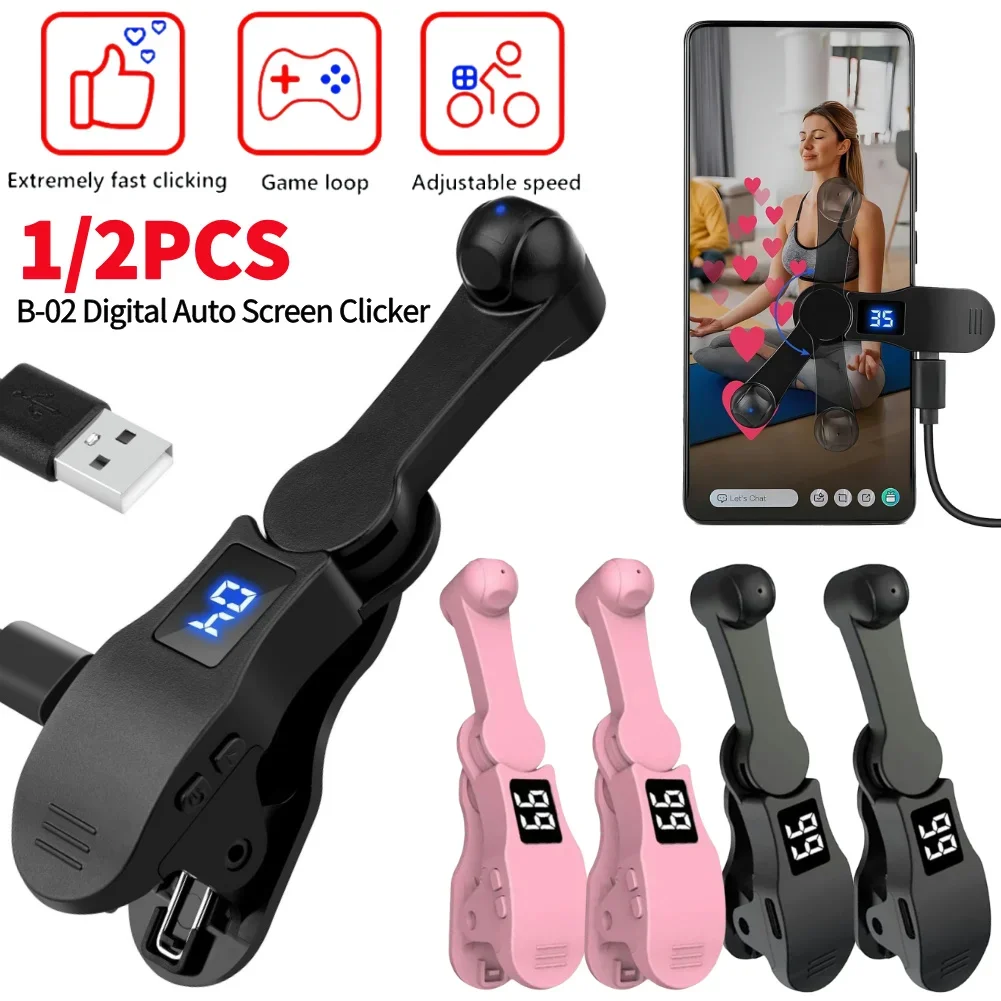 Digital Auto Screen Clicker USB Game Screen Touch Tapper 108 Gears Finger Clicking Simulator for Smart Phone Apps Video Live
