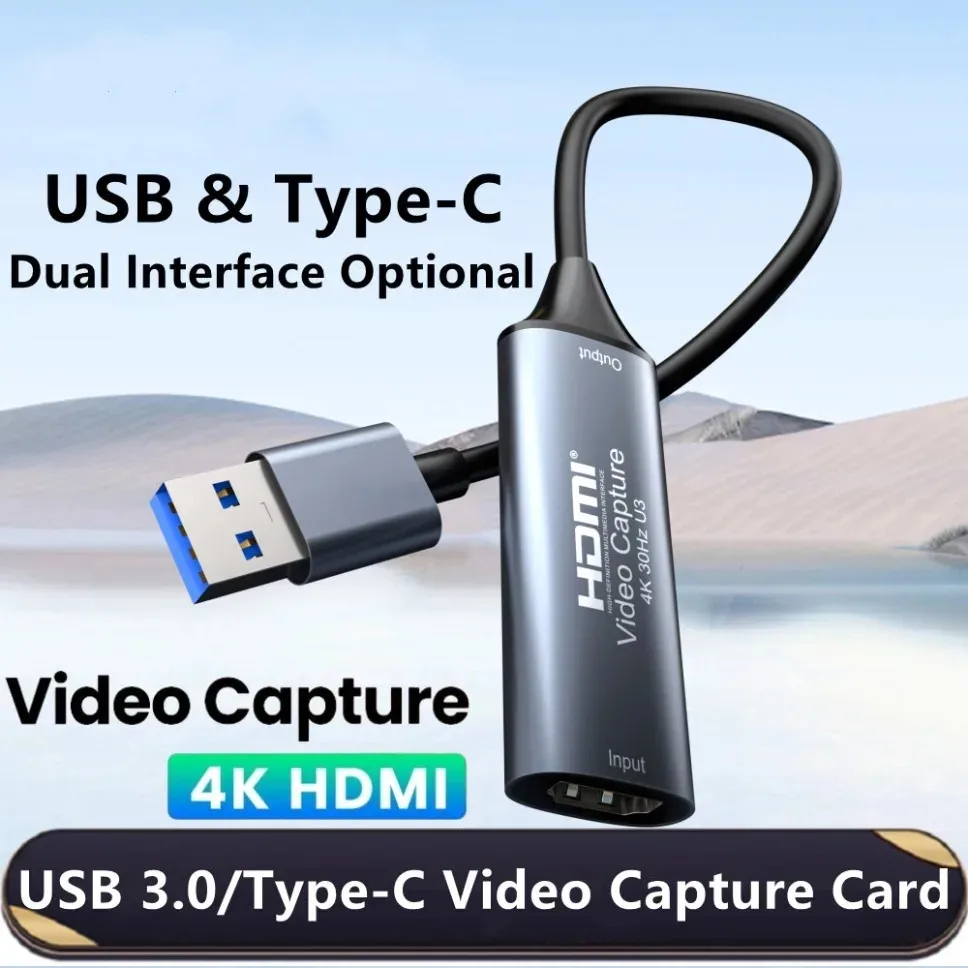 HDMI a USB 2.0 USB 3.0 USB-C Video Grabber Box 4K 30Hz HDMI Video Capture Card per Macbook PS4 PC Game DVD Camera Recording