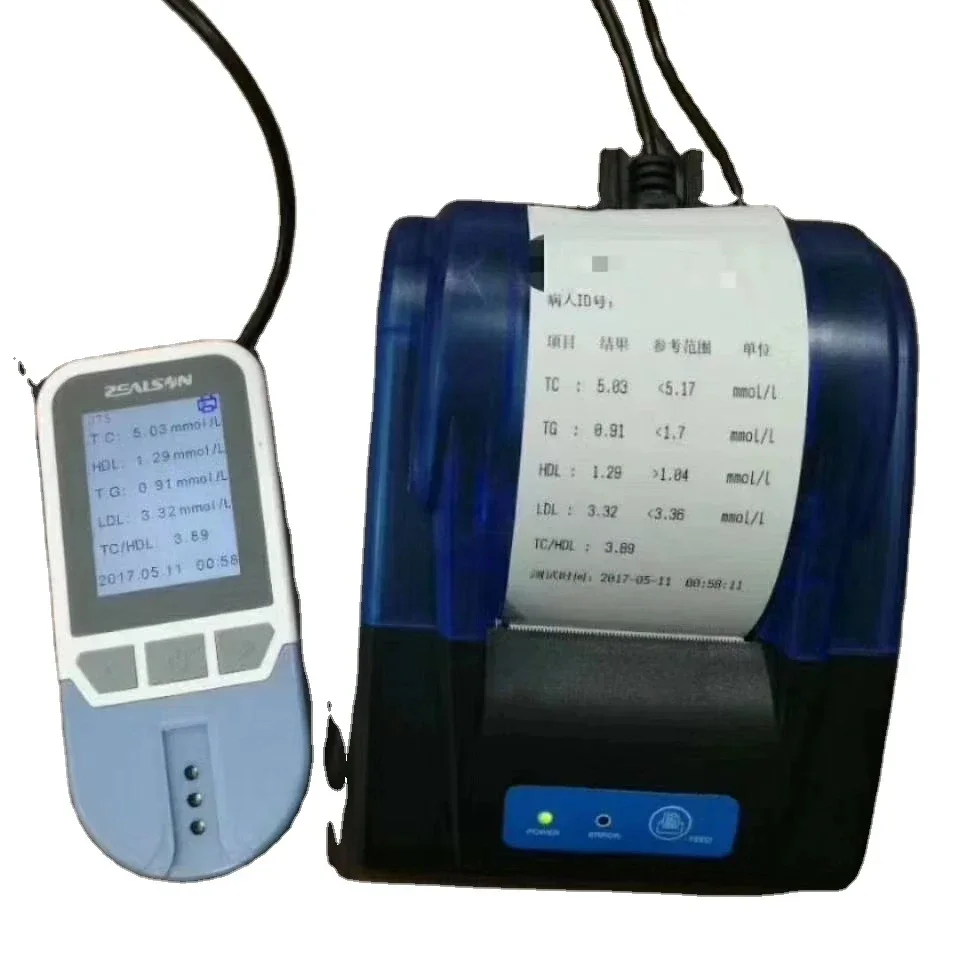 BG Meter 4 in 1 Panel High Density Lipoprotein Cholesterol 500 Data Memory Test Lipid Analyzer with Printer
