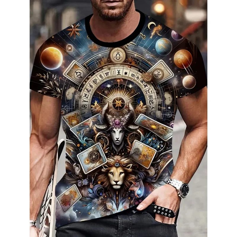Men's 3D Printed Round-neck T-Shirt - Summer Daily Wear - Adult Men's Quick-Drying Breathable Casual Short-Sleeved Shirt