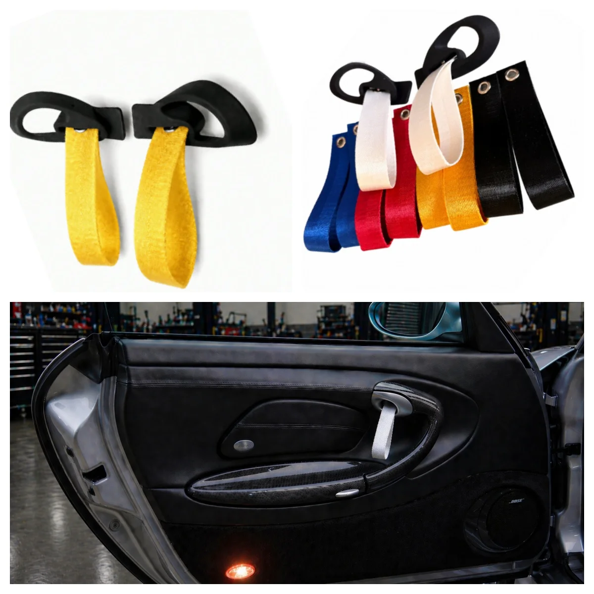 

5-Colors (Red Yellow Black White Blue) Straps GT3RS Style Interior Car Door Pull Strap Handle One Pair For Porsche 986 Boxster
