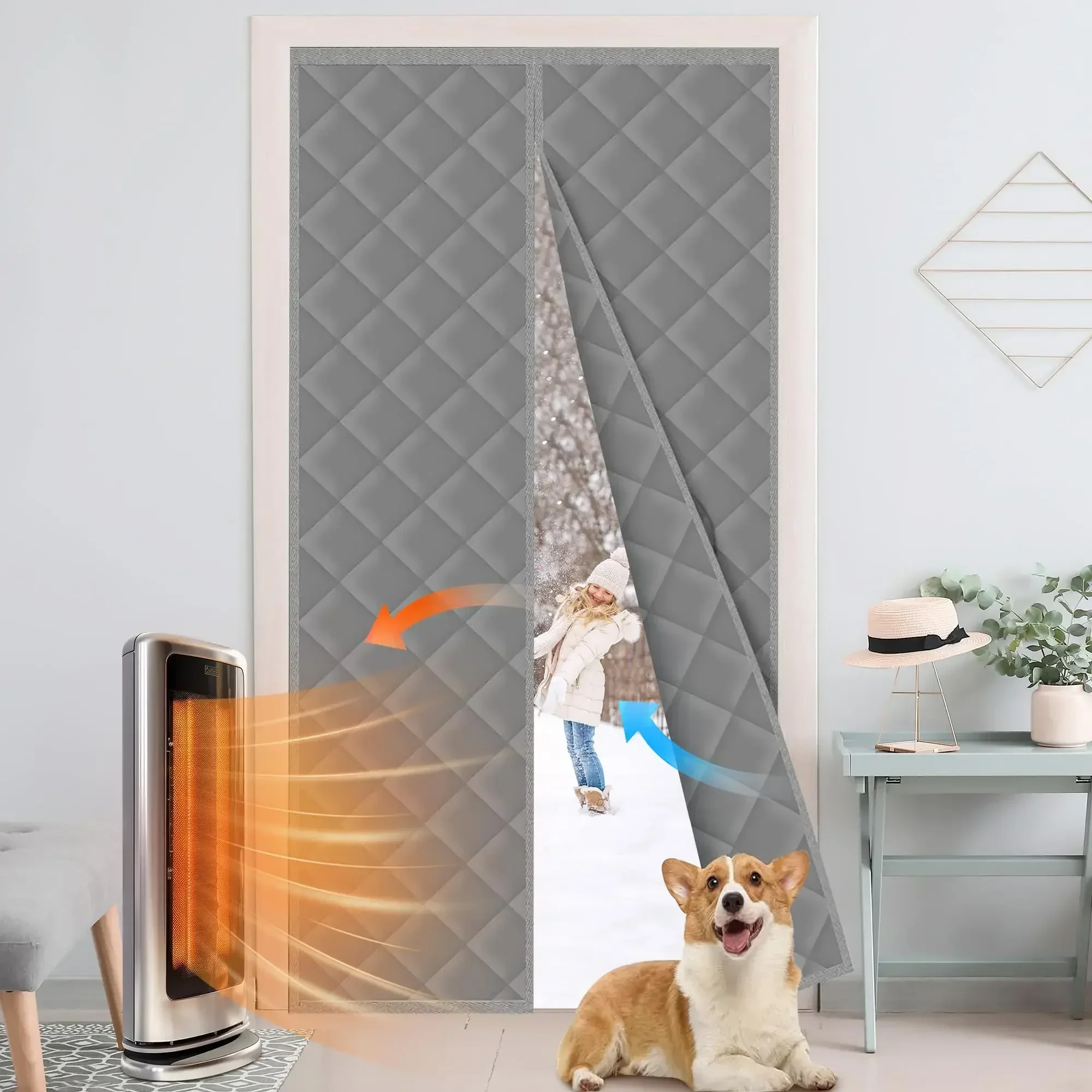 Household Thick Winter Door Curtains, Magnetic Thermal Insulation Windproof Partition Curtains, Modern Popular Home Style