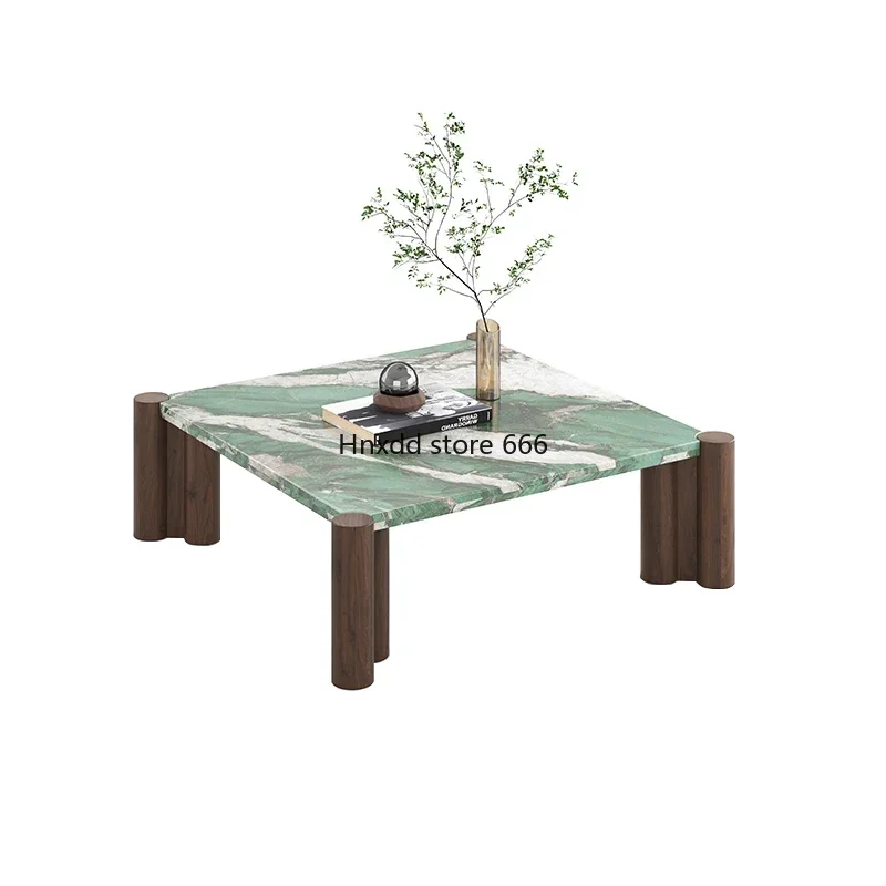 Italian light luxury natural marble square table living room coffee table