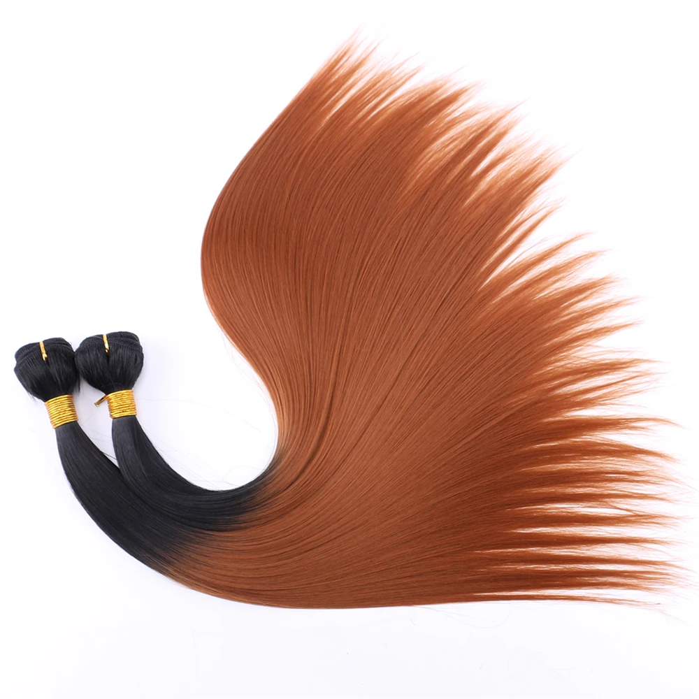 Synthetic Hair Extensions Sliky Straight Hair Bundles 100 gram One Piece Black To Burgundy Red Brown Golden for Women