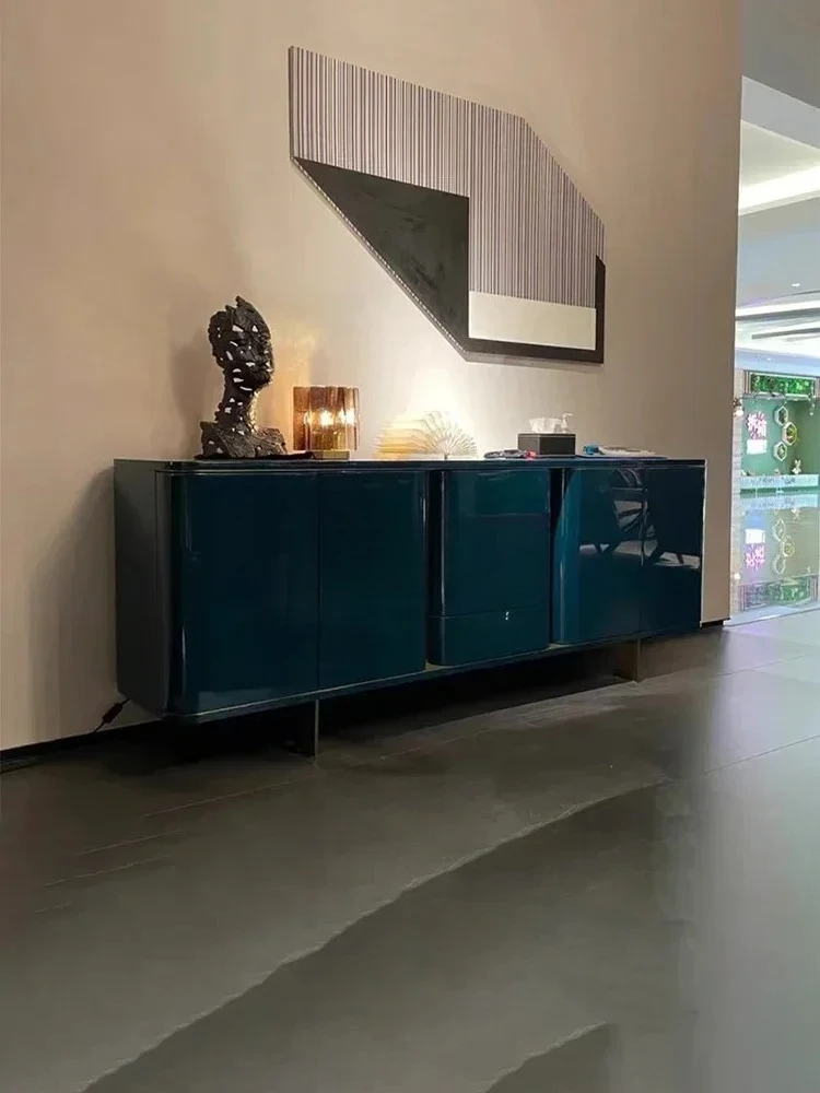 Style ight uxury TV Cabinet iving Room High-End Blue High-Gloss Paint Storage Sideboard Cabinet