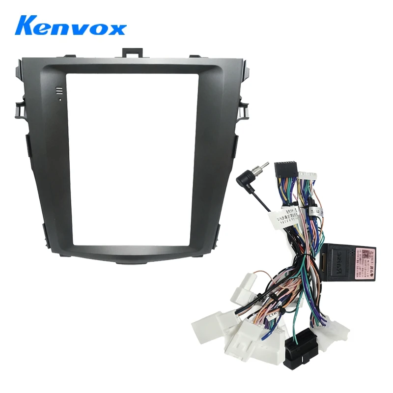

Kenvox 9,7-дюймовый автомобильный радиоприемник Tesla с вертикальным экраном, лицевая рамка для Toyota old Corolla, комплект приборной панели, адаптер жгута проводов
