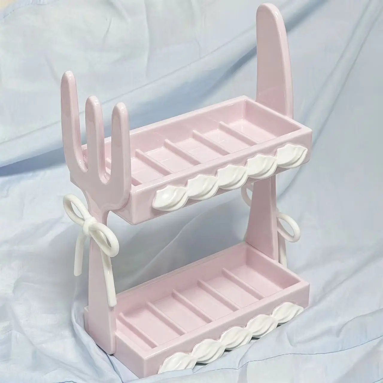 Ins 3D Printed High-appearance Cream Bean Scoop Storage Rack Korean Style 12-slot Korean Knife Fork Storage Rack Cute and Girly