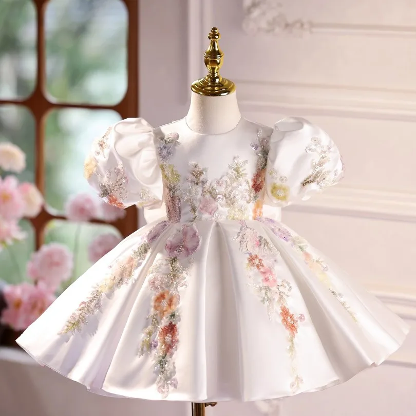 

High-End Children's Princess Costume Host's Piano Performance Birthday Girls Party Dresses A4685 Vestidos Flower Girl Dresses