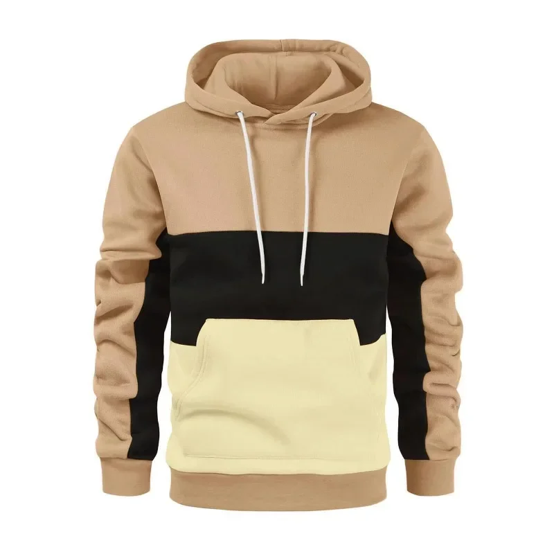 2024 best-selling new autumn and winter fashion color blocking hoodies for men in Europe and America