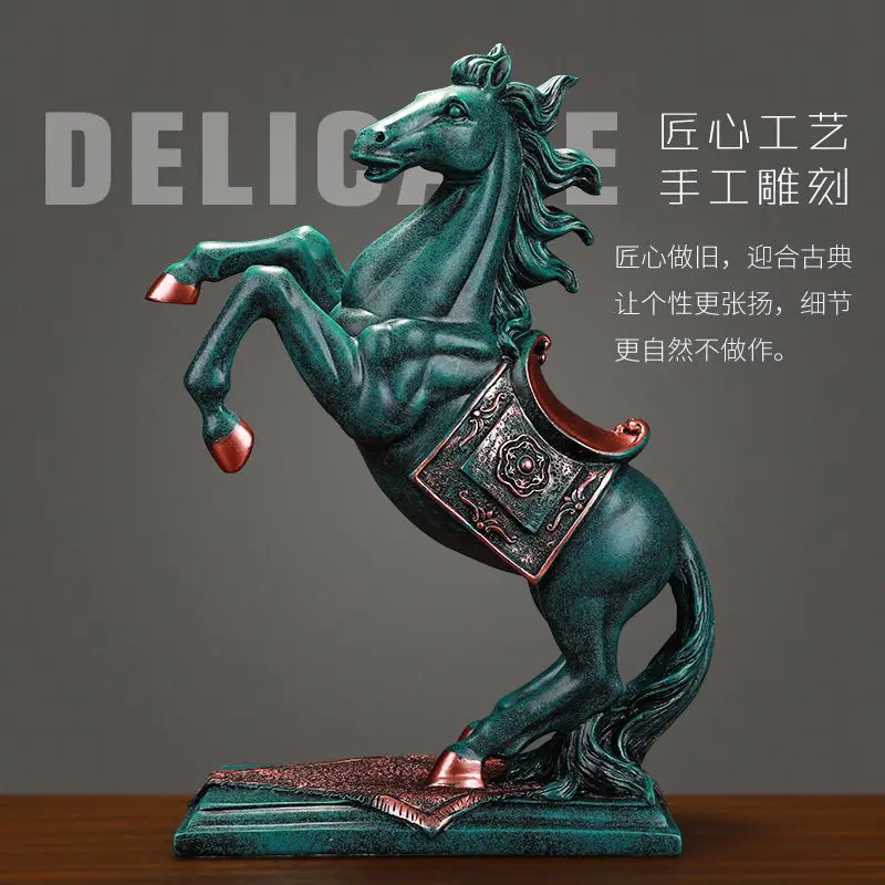 Home Furnishing European Horse Decoration Living Room Wine Cabinet Entrance Desk Office Lucky Crafts