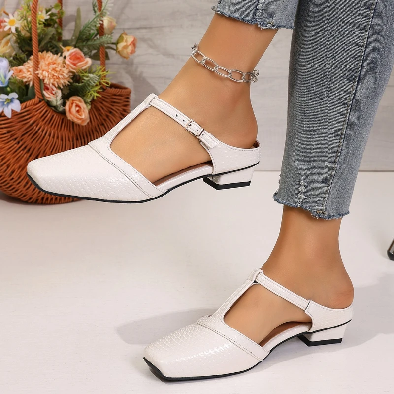

2026 New Women Mid Heels Slippers Summer Fashion Trend Chunky Pumps Pump Slides Women Slippers