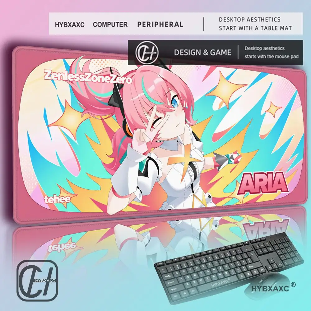 HYBXAXC Mauspad Niedliches Kawaii Anime-Mädchen Aria Angels of Delusion Zenless Zone Zero Mauspad Gaming-PC-Zubehör ZZZ Schreibtischunterlage