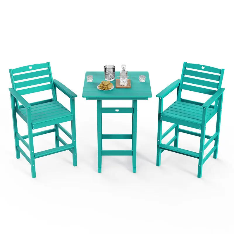 

fA-Durable All Weather Bar Chairs Set Anti Corrosion Bistro Set Waterproof Patio Bar Stools Table Set·