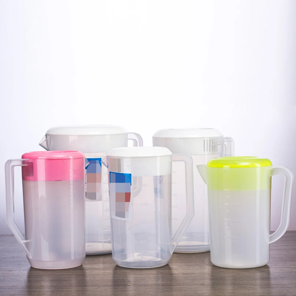 

Plastic Water Pitcher Cold Hot Resistant Lightweight Home Use Pink Fridge Jug Measuring Kettle Beverage Storage