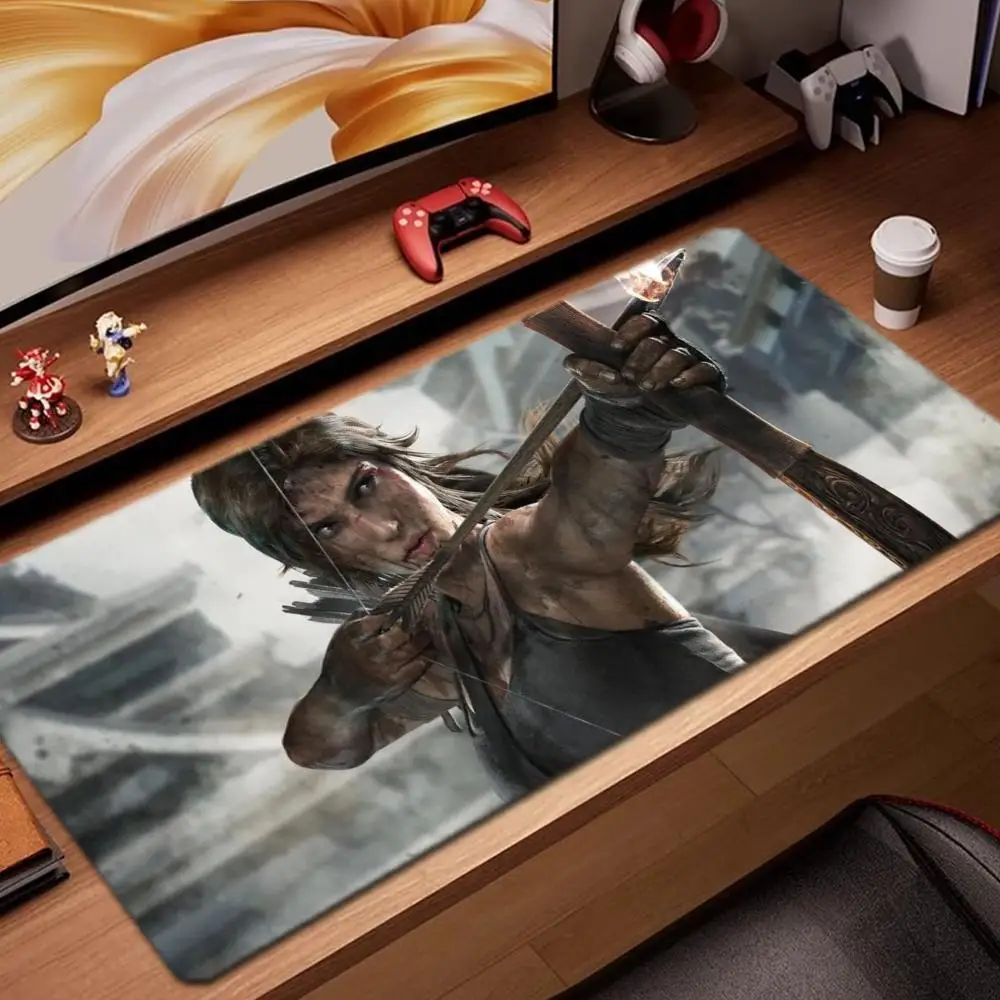 

Movie tomb raider Mouse Pad Game Accessories keyboard pad XXL large locking edge 900X400 mm table mat Gaming mousepad