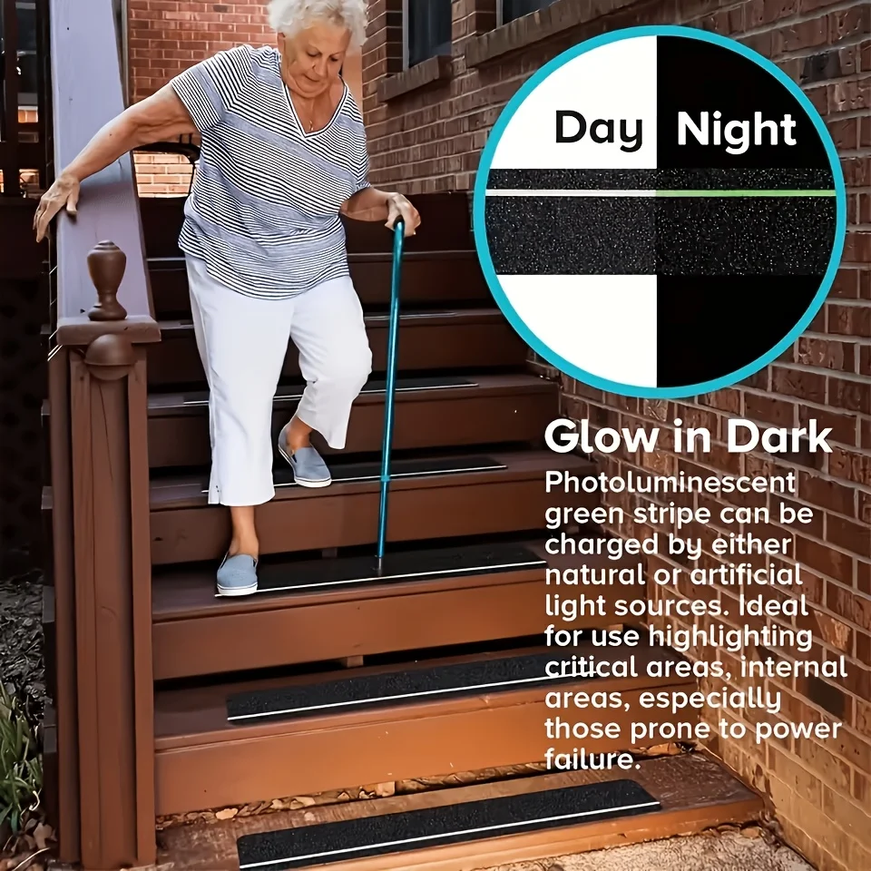 5/15‑Piece Glow‑In‑The‑Dark Anti‑Slip Grip Strips, Delivering Outstanding Grip & Slip Resistance for Safer Staircases and Decks