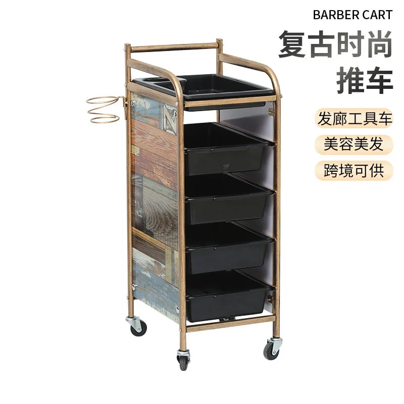 

Drawer Storage Cart Plastic Metal Frame Hairdressing Cart Storage Rack