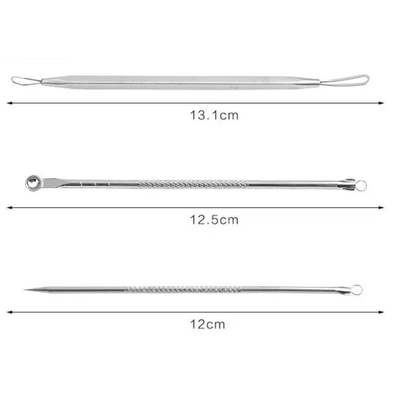 얼굴 청소용 블랙헤드 여드름 제거기 도구 스푼, 스킨 케어 여드름 트위저, 코메돈 잡티 추출기 바늘, 3 개