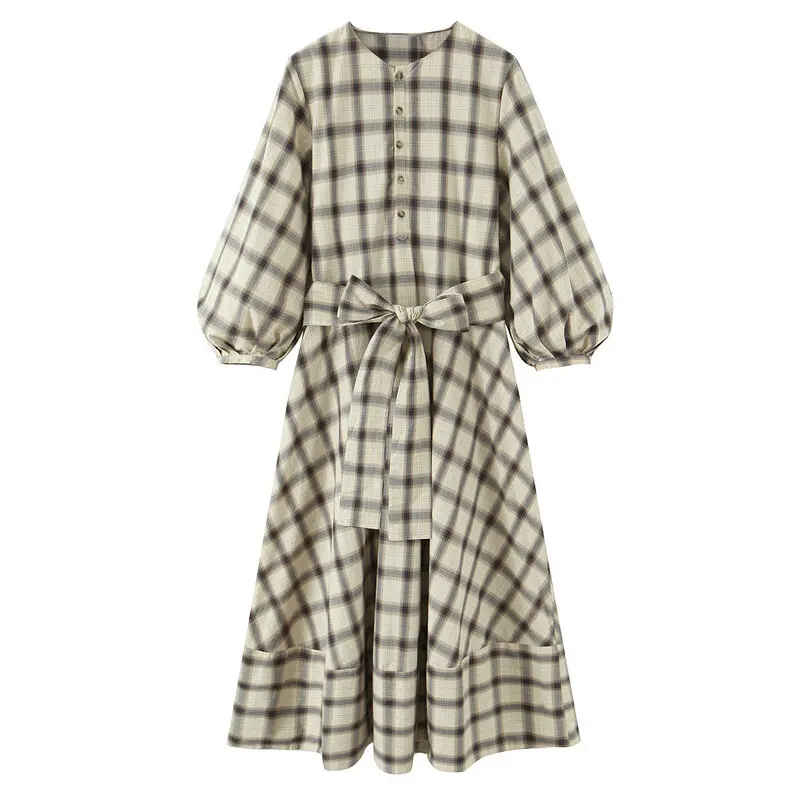 Neue 2025 Herbst Reine Farbe Lange Sve runde Ne Dr frauen Pendler Vielseitig Dr irt Sle Casual Szene Damen Dr