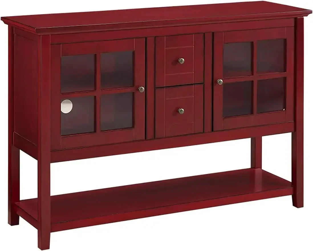 Charlotte Classic Glass Door Storage Buffet, 52 Inch, Red