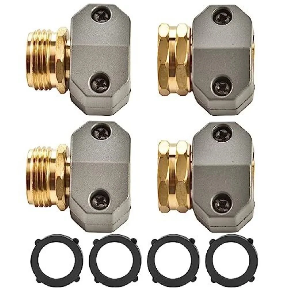 4 Pack Metal Hose Repair Connectors 3/4 5/8 Inch Male Thread End Fittings For Watering Equipment Accessories
