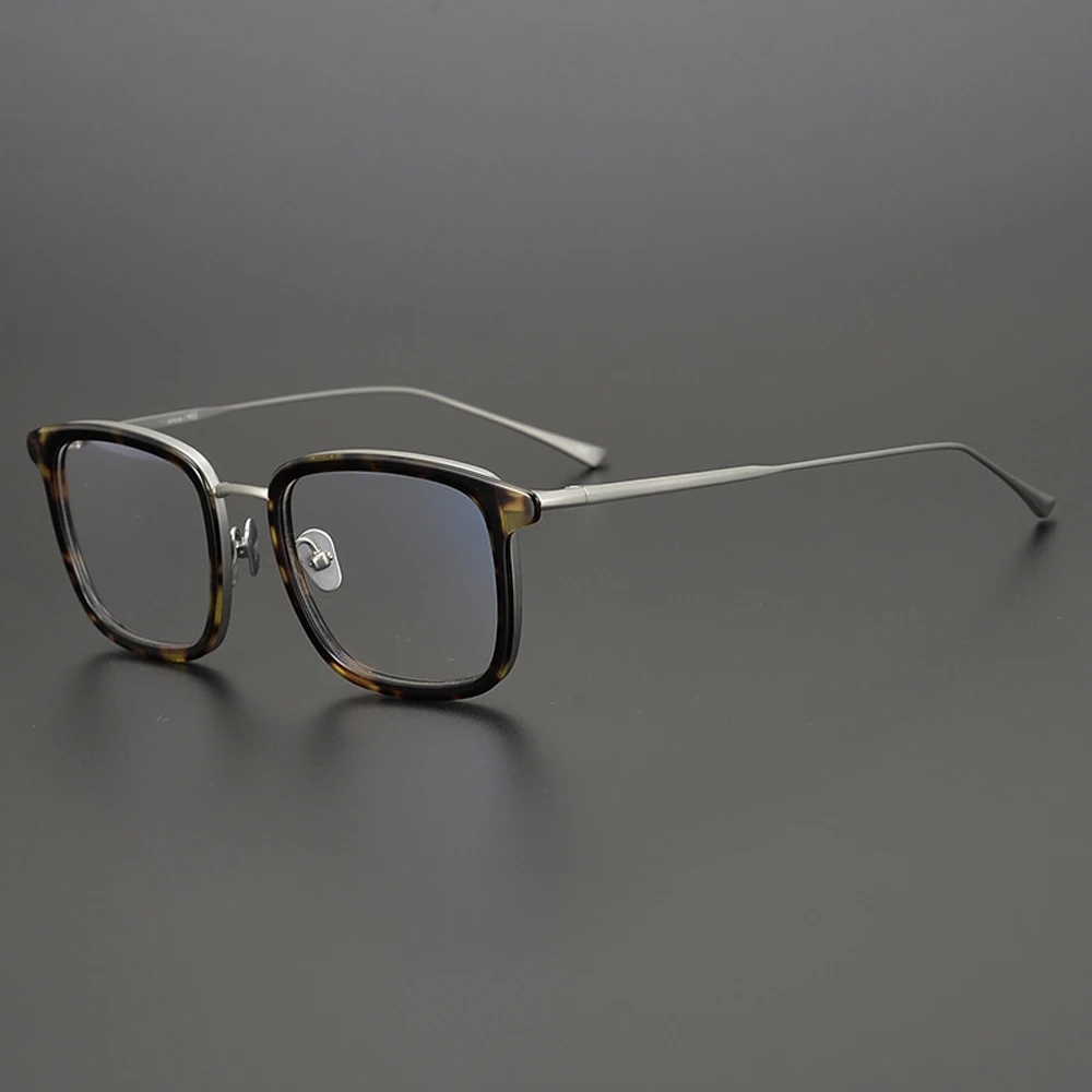 

Pure titanium plate eyeglass frames simple business square ultra-light titanium eyeglass frames can be equipped with myopia lens