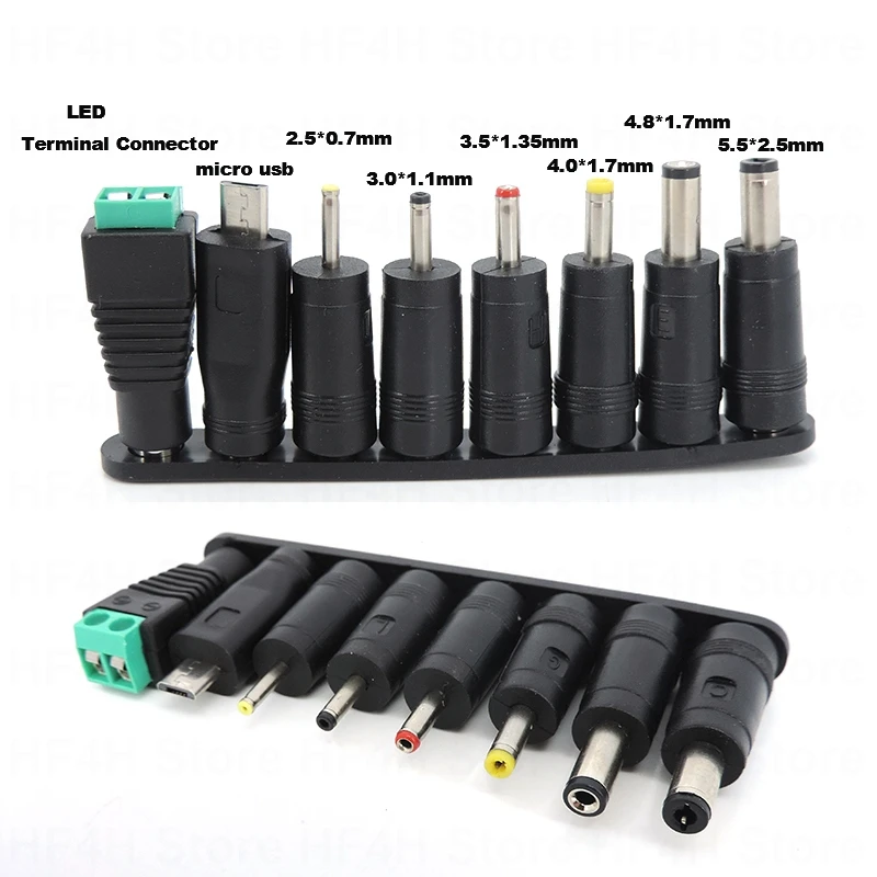 Universal 5.5x2.5mm 4.0x1.7 3.5x1.35mm 4.8x1.7mm DC male female terminal AC Power Adapter 8 Tips Connector for PC Laptop Plug B4