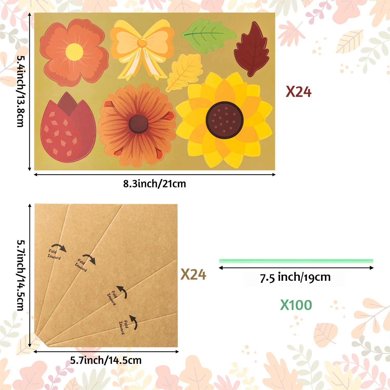 24pcs DIY Straw Paper Bouquet Craft for Back to School Fall Thanksgiving Party Gifts Making Your Own Straw Paper Flowers